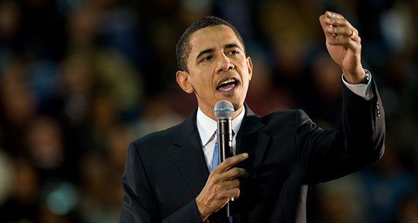 Former U.S. President Barack Obama speaking in Calgary